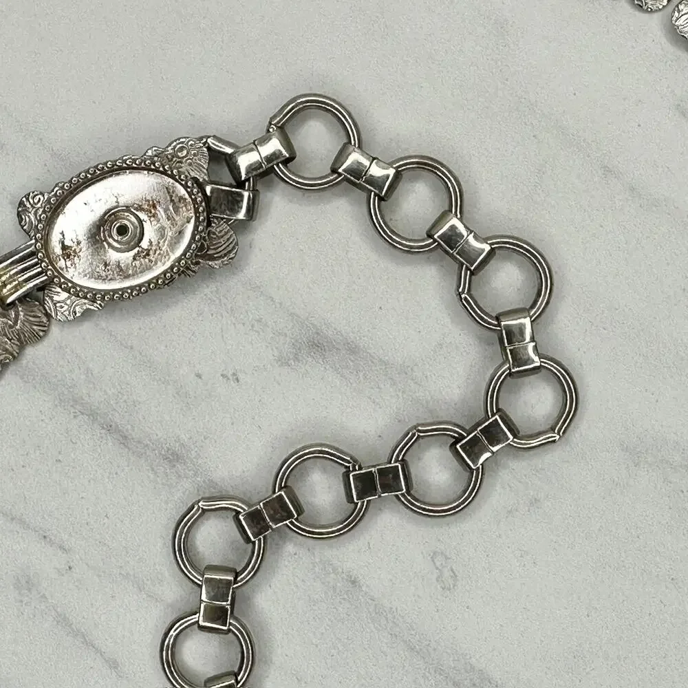 Multicolor Cabochon Concho Silver Tone Chain Link Belt Small/Medium (S/M) Boho ✨ - Picture 10 of 11